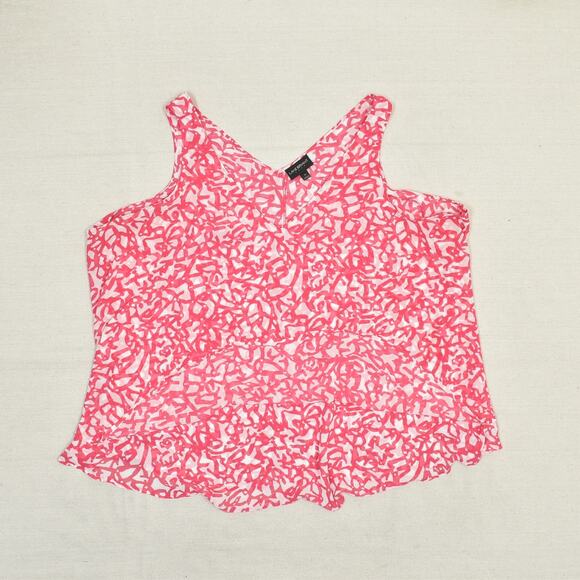 Lane Bryant Women Blouse Top V Neck Geometric Pink Plus Size 22 Polyester - Picture 2 of 8